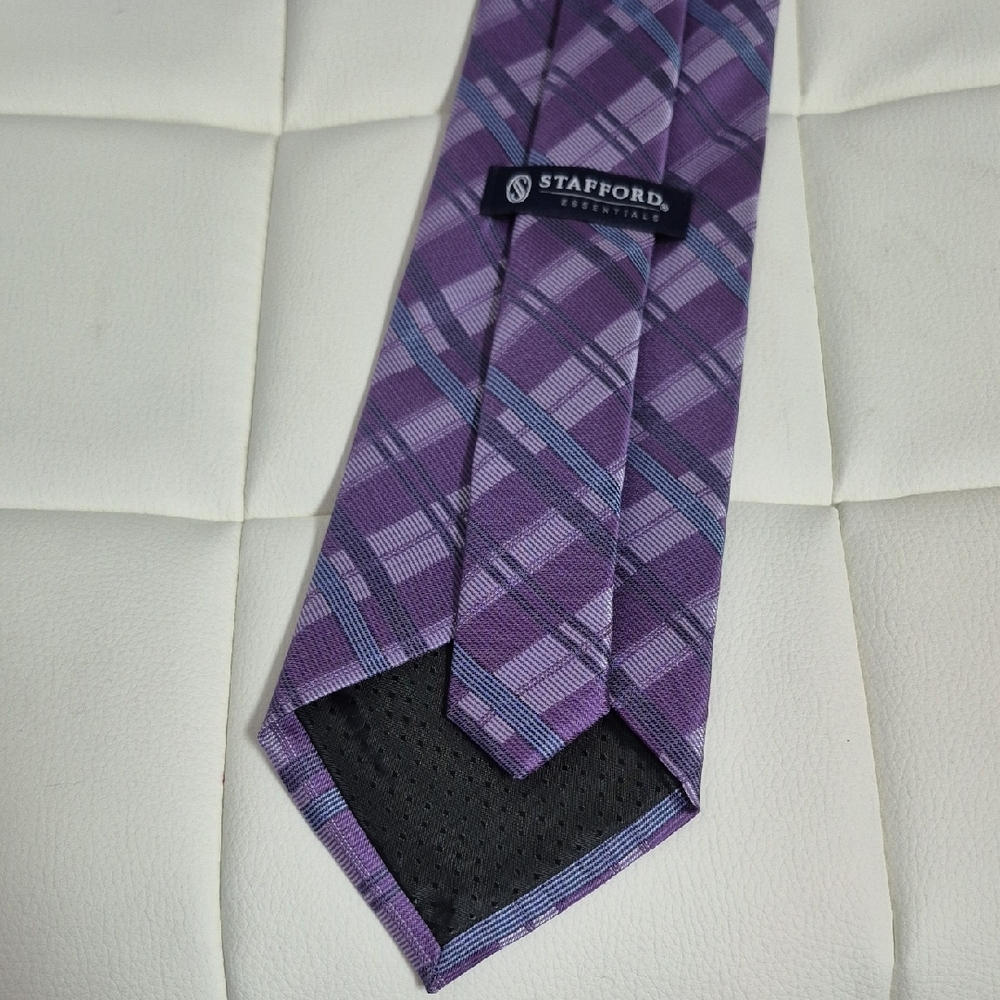 Stafford Men's Tie in Purple Checkered Design